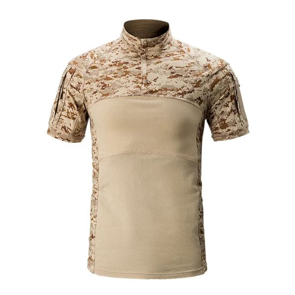 Chaussures militaires tactiques tactiques à manches courtes camouflage t-shirt masculin camouflage de randonnée de chasse aux chemises de chasse armée Airsoft Paintball Coussin