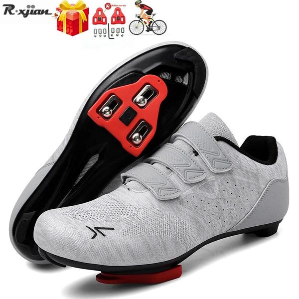 Calzado Nuevos zapatos de ciclismo transpirables para hombres Fly Weaving Net Surface Racing Zapatos de bicicleta de carretera SPD Cleat Selflocking MTB Zapatillas de deporte