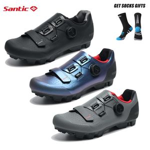 Calzado Santic Nuevos zapatos de ciclismo Zapatos de bloqueo de montaña para bicicleta Resistente al desgaste Impermeable Mtb Bike Nylon Bottom Ciclismo Rotary Shoes