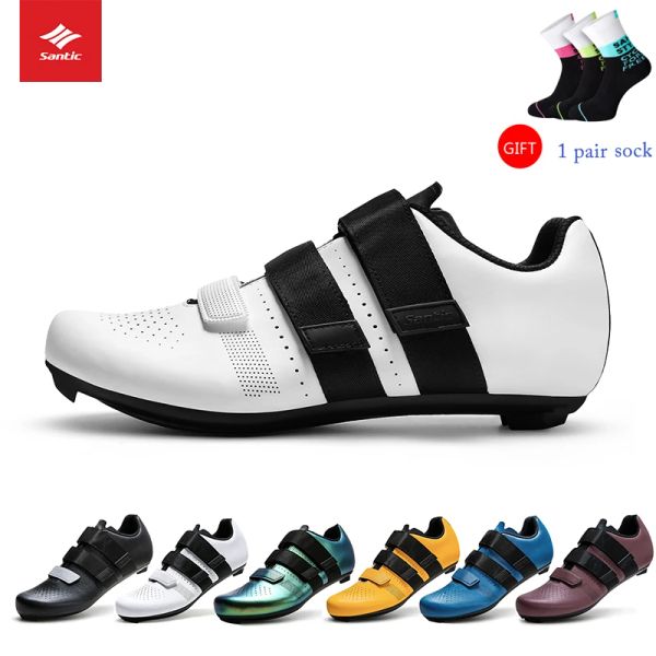 Chaussures Santic Road Bicycle de vélo de vélo de vélo Men Lock Shoe Racing Femme Femmes Selflocking Chaussures Nylon Sole Sport Breatch Sport Chaussures