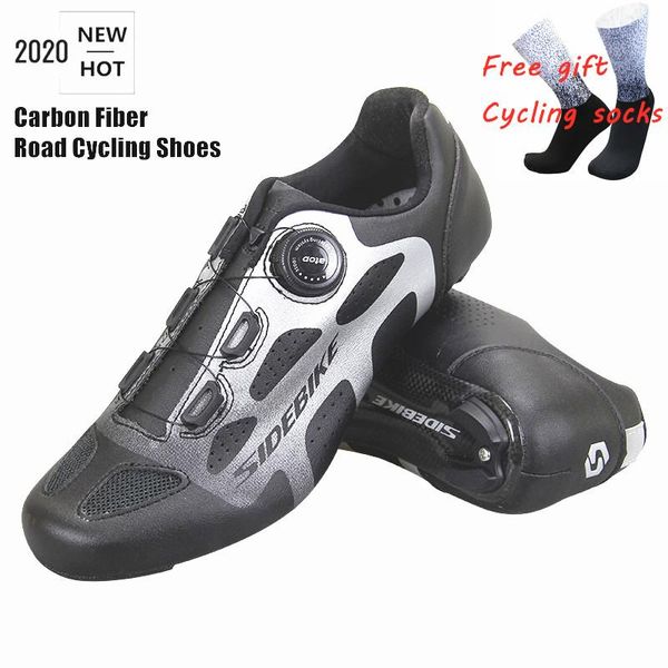 Chaussures Sidebike nouvelles chaussures de cyclisme sur route en Fiber de carbone hommes vélo course athlétique chaussures autobloquantes vélo respirant ultraléger baskets