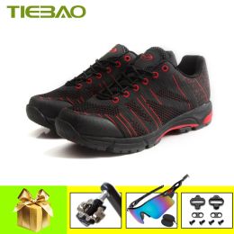 Chaussures tiebao sapatilha mtb chaussures cyclistes respirantes hommes d'origine sneakers de vélo de montagne spd pédales lointaines