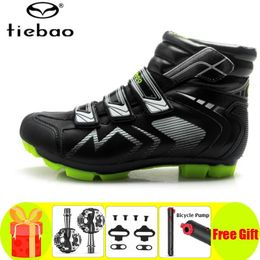 Calzado TIEBAO Zapatos de ciclismo de invierno MTB Agregar pedal SPD Set Bicicleta autoblocante Bicicleta antideslizante Racing Chaussure VTT Sapatos de Ciclismo