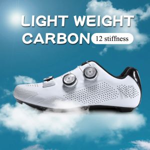 Chaussures de chaussures en carbone semelles à cyclisme chaussures de localisation professionnelle sur les chaussures de raccordement de laçage de laçage des hommes