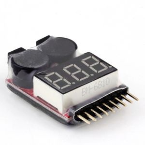 for 1-8S Lipo/Li-ion/LiMn/Li-Fe Battery Voltage 2IN1 Tester Low Voltage Buzzer Alarm BB Sound Notice for model airplane UAV