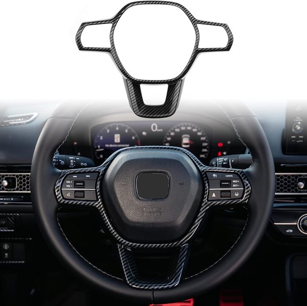 Pour accessoires de volant Civic 11e génération décoration intérieure pour Honda Civic 2022-2024 CR-V/HR-V/Accord 2023 2024-grain de Fiber de carbone