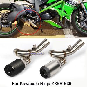Pour 2009-2019 Kawasaki Ninja ZX6R Ninja ZX636 sans lacet d'échappement reliant le tuyau de silencieux de tuyau intermédiaire