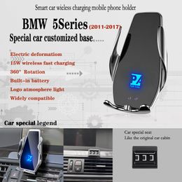 Pour 2011-2017 BMW F10 F11 F18 5Series Support de téléphone de voiture Charge sans fil 15W Support de Navigation Mobile Support GPS Support
