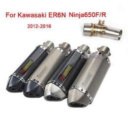 Pour 2012-2016 Kawasaki ER6N Ninja650F R Moto Tuyau De Raccordement En Acier Inoxydable Moyen Tuyau Lien Silencieux Queue Pipe266S