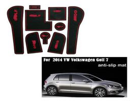 Pour 2014 VW pour le golf 7 PVC Anti-slip tapis porte porte la porte à fente / tapis de gatte joint de joint de tasse / pad accessoires de voiture 3Color2209205