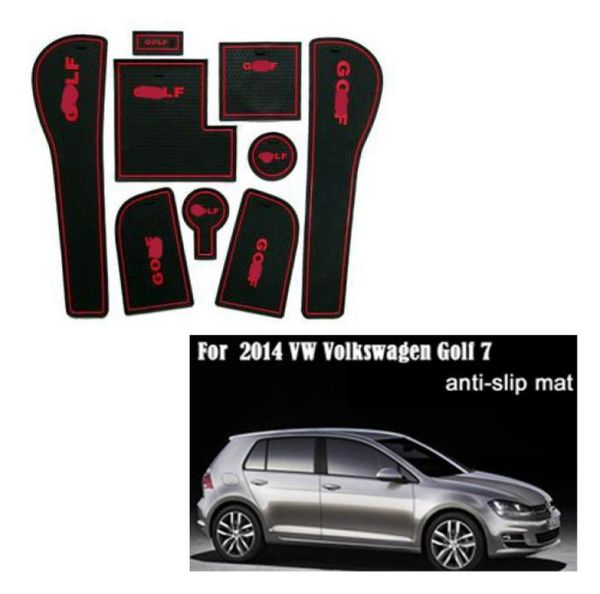 Para 2014 VW para Golf 7 PVC Anti-Slip Mat Puerta Puerta Puerta de la puerta/Junta del tanque Copa Mat/Almohadilla Accesorios para automóviles 3Color2220789