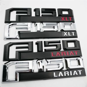 Pour 2015-2018 Ford F-150 XLT LARIAT Chrome Rouge Noir Fender Emblem Badge Plaques signalétiques Passager Conducteur Sides254u