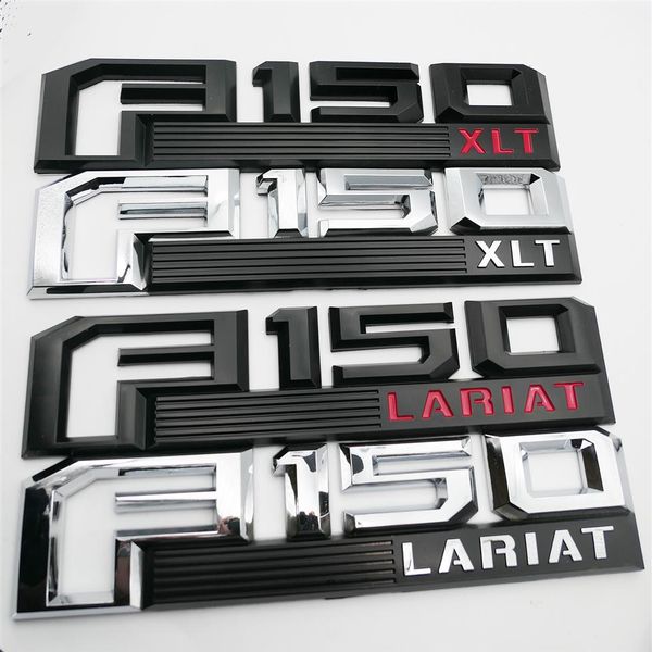 Pour 2015-2018 Ford F-150 XLT LARIAT Chrome Rouge Noir Fender Emblem Badge Plaques signalétiques Passager Conducteur Sides2573