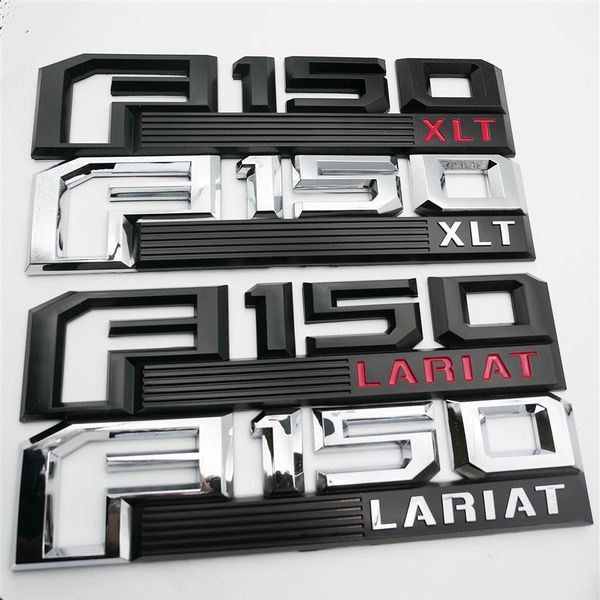 Pour 2015-2018 Ford F-150 XLT LARIAT Chrome Rouge Noir Fender Emblem Badge Plaques signalétiques Passager Conducteur Sides224D