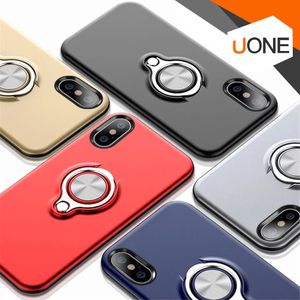 Voor 2018 Nieuwe iPhone XR XS MAX Pantser telefoon gevallen dubbele laag met ijzeren plaat magnetische ring autohouder magnetische beugel ring gevallen