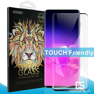 Pour Note 10 S10 5G Version Verre sans trou Samsung Galaxy S10 e S9 S8 Plus 5D Couverture complète empreinte digitale Déverrouiller l'écran en verre trempé Protecto