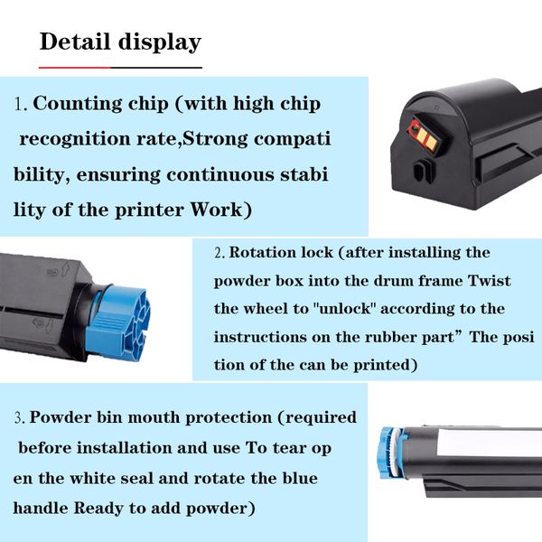 Pour 3K OKI B412DN / B512DN / B432DN / MB472W / MB492 / MB562W 45807103/45807101/45807102/45807119 Toner Cartroudge Toner Cartridge