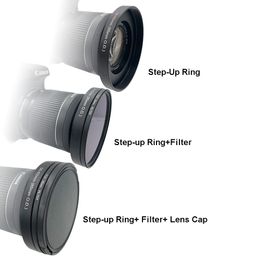 Para una caja mate de 80 mm o filtros de 77 mm, el anillo del anillo del adaptador de la caja mate, el anillo de filtro de paso hacia arriba 80 mm o.d 48/49/52/55/58/60/62/67/72/77-77 mm