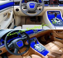Pour A8 D3 2003-2010 à coiffure de voiture 3D 5D Fibre de carbone Car Centre de la console intérieure Changement de couleur Sticker Sticker Decals3086361