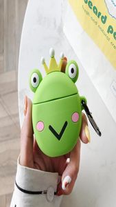 Voor Airpods Apple Case Bluetooth Oortelefoon Siliconen Case Draadloos Opladen Box Cases voor AirPods 1 2 Hoofdtelefoon Cartoon Groen 3D Fro4035961