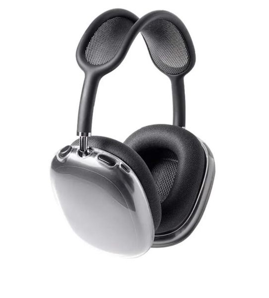 Pour Airpods Max Bluetooth Écouteurs Accessoires pour écouteurs Transparent TPU Solide Silicone Étui de protection étanche AirPod Maxs Casque Housse de casque Cas1