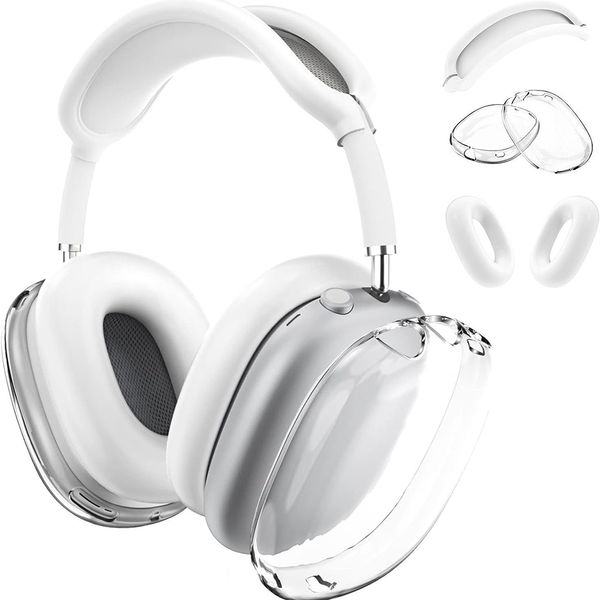 Para AirPods Max Pro 2 auriculares Bluetooth Accesorios de auriculares Transparentes TPU Silicona sólida Impermeable Case de protección AirPod Maxs Auriculares Cubierta de auriculares