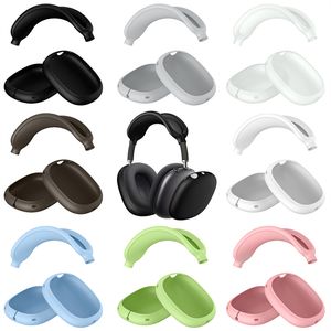 Pour Airpods Max couleur unie Silicone souple couleur bonbon écouteur étui pour casque coque oreillette couverture