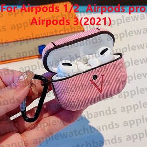 Voor Airpods Pro 1 2 3 Case Designer Airpods-hoesjes Oortelefoonbeschermer Luxe oortelefoonpakket Verticale reliëf Apple Airpod 2e 3e generatie Case Cover Sleutelhanger