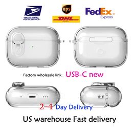 Para AirPods Pro 2 2023 USB C Air Pods AirPods Pro Earphones 3 Solid Silicone Linda cubierta de auriculares Protectora Apple Caja de carga inalámbrica Propopación de choques 3nd TPU Case