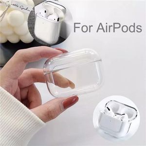 Voor Airpods pro 2 Oortelefoonhoesjes Bluetooth-hoofdtelefoonaccessoires transparant Beschermhoezen Draadloze oplaaddoos Schokbestendig pro 2-hoesje met incase-lanyards
