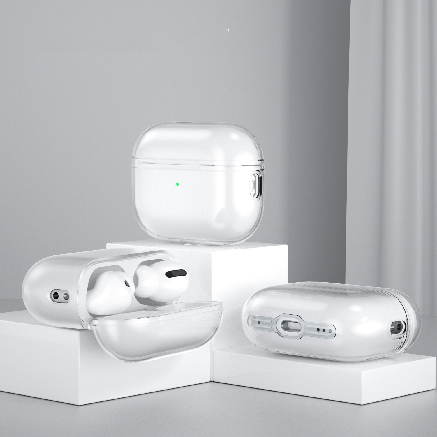 AirPods Pro 2 헤드폰 액세서리 용 솔리드 실리콘 귀여운 보호 이어폰 커버 무선 충전 상자 충격 방지 케이스