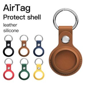 Pour étui Airtag porte-clés porte-étiquette en cuir étui de protection avec boucle porte-clés pour Apple AirTags