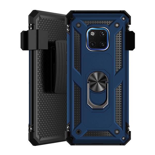 Para Alcatel 3V 2019 Protección completa a prueba de golpes Anillo de metal Funda Clip para cinturón PC TPU Funda para teléfono