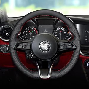 Volant de voiture en cuir noir cousu à la main, housse enveloppante pour Alfa Romeo Stelvio Giulia 2020 – 2022