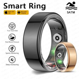 Pour Android iOS Smart Ring Real Heart Raters Ring en acier inoxydable natation anneau intelligent imperméable pour cadeau de bijoux 240422