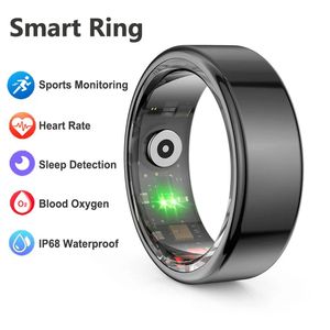Pour Android Smart Ring Sated Sleep Advanced Sleep Monitor Blood Oxygen Femmes Men Hommes en acier inoxydable Afficier des bijoux imperméables Cadeaux 240415