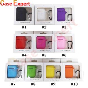 Pour Apple Airpods Cases Silicone Soft Ultra Thin Protector Airpod Cover Earpod Case Anti-drop With Hook and Retail Box