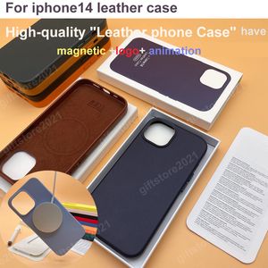 Étuis en cuir pour Apple iPhone 14 13 12 Pro Max Magsafe Magnetic Animated Case