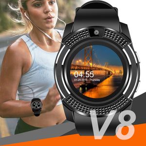 Montre intelligente smartwatch V8 montres bluetooth téléphone poignet avec caméra écran tactile fente pour carte Sim caméra pour Smartphone Android hommes femmes