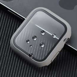 voor Apple Smart Horloges iwatch 7 6 5 4 3 2 SE geïntegreerde horlogekast 40 42mm 44 45 volledig bedekt frosted PC gehard film