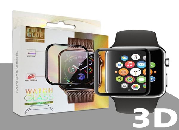 Para Apple Watch 3D Protector de pantalla de vidrio templado con pegamento completo curvo 42mm 38mm 40mm 44mm Burbuja antiarañazos para iWatch Series7507398