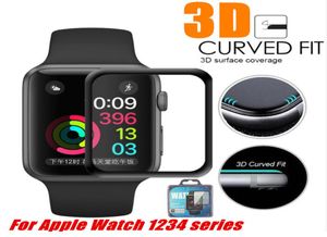 Voor Apple Watch 4 Volledig bedekt 9H 3D gebogen randlijm Gehard glas Film Screen Protector 40 mm 44 mm 38 mm 42 mm voor iWatch 1239382613