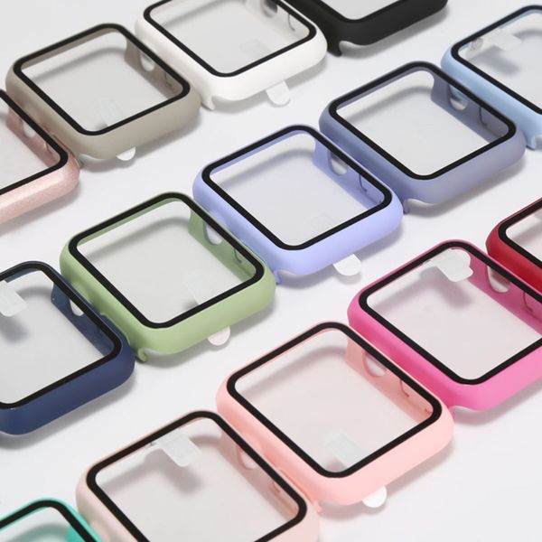 Para Apple Watch Cases 45 mm 44 mm 42 mm 41 mm 40 mm 38 mm con protector de pantalla de botón