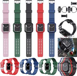 Voor Apple Horloge 7 6 5 4 3 2 SE riem 41mm 45mm 38mm 42mm 40mm 44mm horlogeband koolstofvezel + horloge case riem lusband