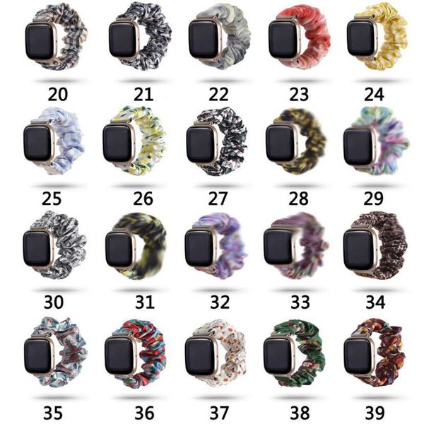 Pour Apple Watch Band iwatch 1 2 3 4 5 6 se Bracelet Élastique Fleur Imprimé Gros Intestin Cheveux Bracelet 38/40mm 42/44mm 99 Styles