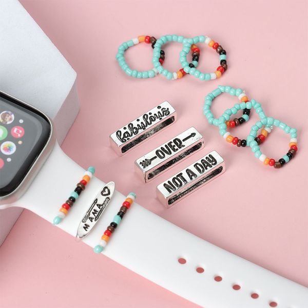 Para el adorno de la banda Apple Watch Charms de metal Beads Anillo decorativo Smart Watch Strap Store Accesorios para Bracelet Iwatch