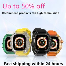 Voor Apple Watch Band Smart Watch transparante cases Iwatch Ultra Series 8 49mm scherm Silicagel Fashion Watch Case Multifunction Smart Watches Accessoires Case