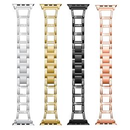 Voor Apple Watch Band Strap 40mm 44mm 38mm 42mm Dames Diamond Horlogeband Series54 3 2 1 Iwatch Armband Roestvrijstalen bandjes