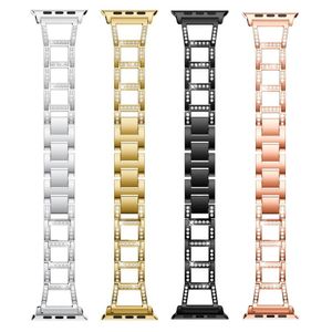 Voor Apple Watch Band Strap 40mm 44mm 38mm 42mm Dames Diamond Horlogeband Series54 3 2 1 Iwatch Armband Roestvrijstalen bandjes