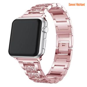 Pour Apple Watch Band Straps 38mm 40mm 41mm Fashion Wristbands Womens iWatch SE Fermoir en métal de remplacement en acier inoxydable et résine pour la série SE8 7 6 5 4 3 2 1 Or rose